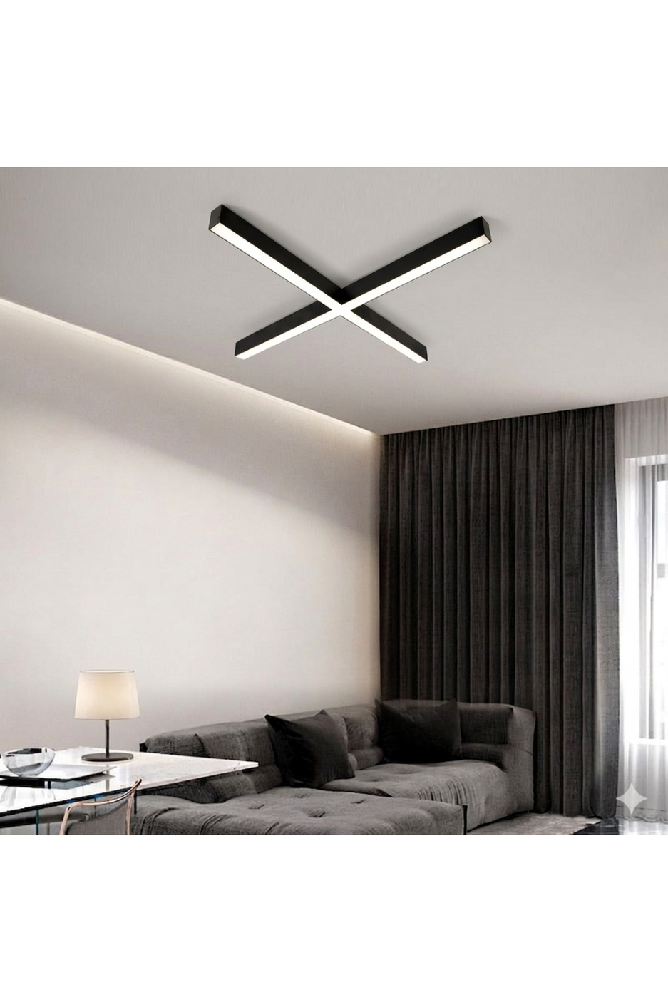 X Harfi Modeli Linear Aydınlatma Modern LED Sıva Üstü Armatür